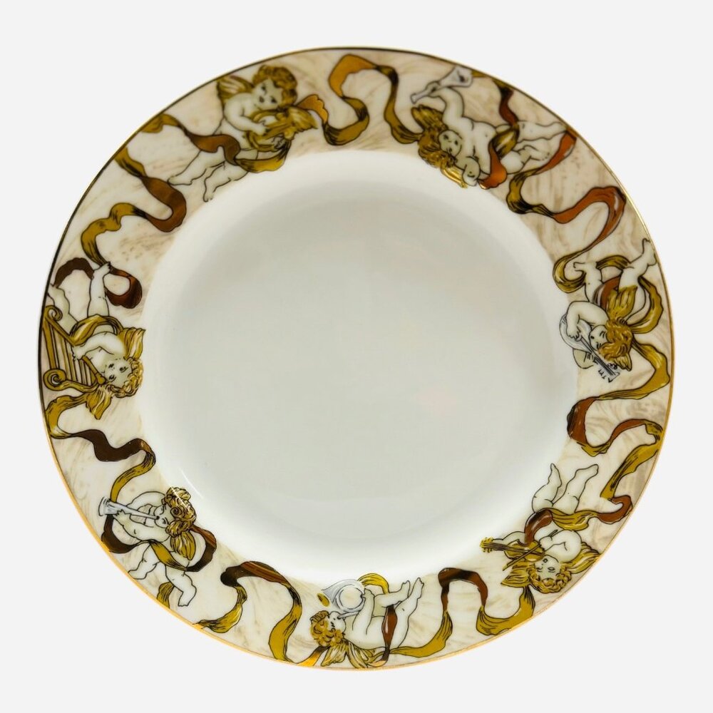 American Atelier Heavenly Hosts Decorative Plate 8" - Cherub & Ribbon Design